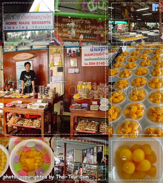 ร้านขนมไทย บ้านสมชาย มีชื่อครับที่นี่ ขนมไทยหลากหลายชนิด ทำเอง แต่ต้องเหมาเรือหางยาวไป