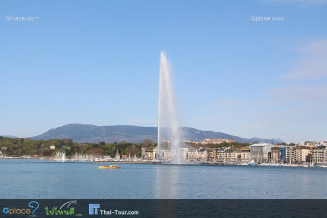 Here is Jet d'Eau in Geneva Lake, the highest fountain in West Europe or the 2nd highest in Europe after the highest one in Hungary.