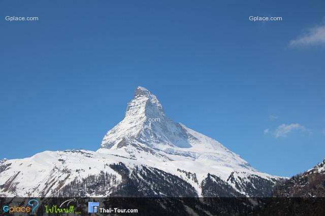 Matterhorn peak while climbing up in the train.