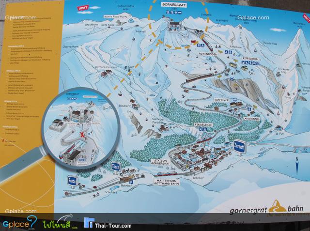 In summer, tourists may chose to trek from Gornergrat to Riffelberg, about 25-30 mins. While I was here in April, it's not a good time to do so.  You may take a map from Tourist Center in Zermatt, in the case.