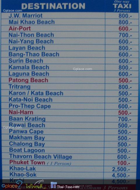 general fees of taxi service, updated in Jul 2012.