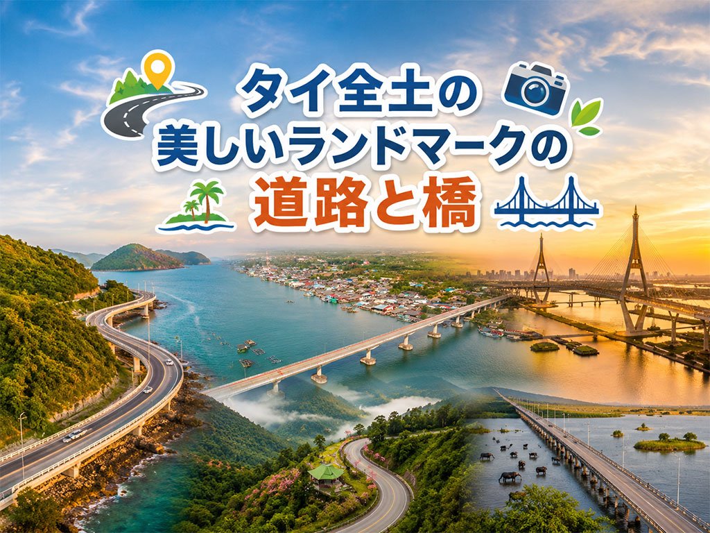 タイ全土の美しいランドマークの道路と橋